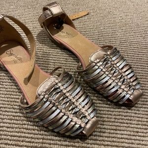 Seychelles bronze/silver sandals.